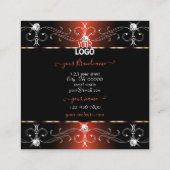 Glamoureuze zwart koper  Ornamenten met Logo Vierkante Visitekaartje (Achterkant)