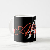 Glamoureuze zwart-wit monogram Custom Koffiemok (Voorkant links)