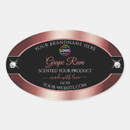 Glamoureuze zwarte glanzende wijn rode Logo Produc Ovale Sticker