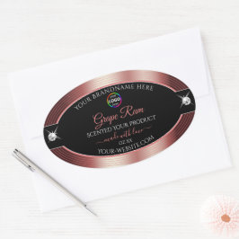 Glamoureuze zwarte glanzende wijn rode Logo Produc Ovale Sticker