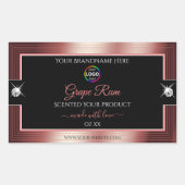 Glamoureuze zwarte glanzende wijn rode Logo Produc Rechthoekige Sticker (Voorkant)