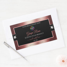 Glamoureuze zwarte glanzende wijn rode Logo Produc Rechthoekige Sticker