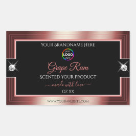 Glamoureuze zwarte glanzende wijn rode Logo Produc Rechthoekige Sticker
