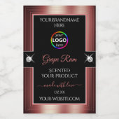 Glamoureuze zwarte glanzende wijn rode Logo Produc Voedselcontainer Etiket (Enkel label)