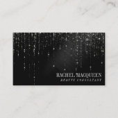 Glamoureuze zwarte glitterschijven visitekaartje (Voorkant)