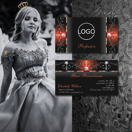 Glamoureuze zwarte Lava Red Squigggled Jewels en L Visitekaartje