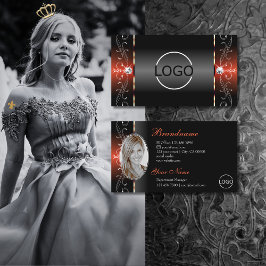 Glamoureuze zwarte Lava Red Squigggled Logo en fot Visitekaartje