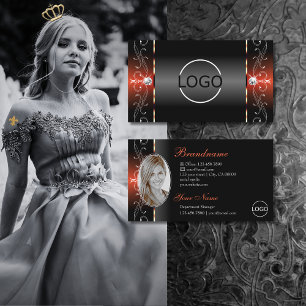 Glamoureuze zwarte Lava Red Squigggled Logo en fot Visitekaartje