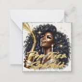 Glamoureuze Zwarte Vrouw die Champagne Kopen laat  Notitiekaartje (Voorkant)