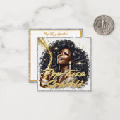 Glamoureuze Zwarte Vrouw die Champagne Kopen laat  Notitiekaartje (Voorkant / Achterkant in situ)