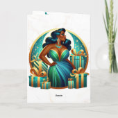 Glamoureuze zwarte vrouw feestelijk stijlvolle ker kaart (Achterkant)