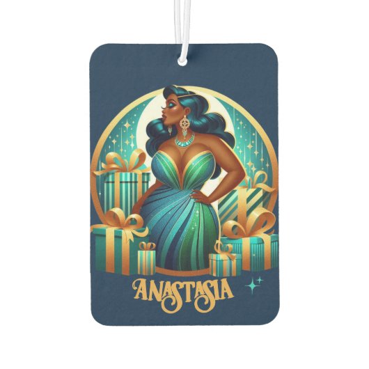 Glamoureuze zwarte vrouw feestelijk stijlvolle ker luchtverfrisser (Achterkant)