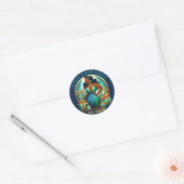 Glamoureuze zwarte vrouw feestelijk stijlvolle ker ronde sticker (Envelop)
