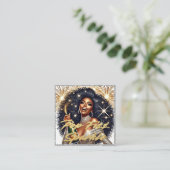 Glamoureuze Zwarte Vrouw Popping Champagne Informatiekaartje (Staand voorkant)