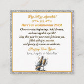 Glamoureuze Zwarte Vrouw Popping Champagne Informatiekaartje (Achterkant)