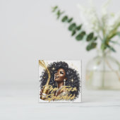 Glamoureuze Zwarte Vrouw Popping Champagne Informatiekaartje (Staand voorkant)