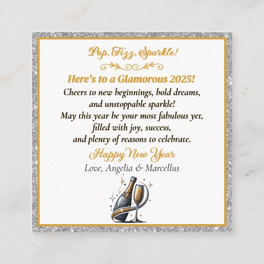 Glamoureuze Zwarte Vrouw Popping Champagne Informatiekaartje (Achterkant)