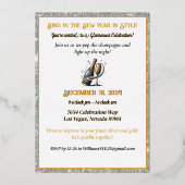 Glamoureuze Zwarte Vrouw Popping Champagne NYE Par Folie Uitnodiging (Achterkant)