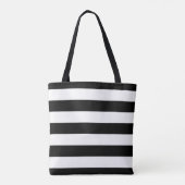 Glamoureuze zwarte witte streep MONOGRAM Canvas ta Tote Bag (Achterkant)