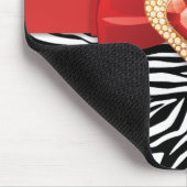 Glamoureuze Zwarte witte zebra print, rode strik & Muismat (Hoek)