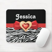 Glamoureuze Zwarte witte zebra print, rode strik & Muismat (Met muis)