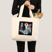Glamourmodel in klaproos bloembed, kunst door Leah Grote Tote Bag (Voorkant (product))