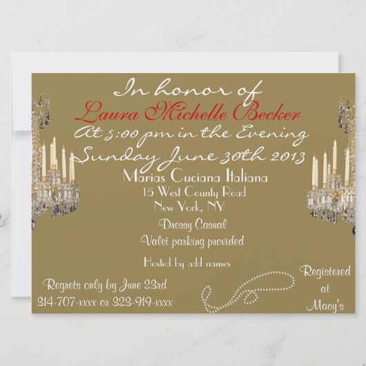 GLAMOUROUS BIRTHDAY PARTY INVITATION KAART (Achterkant)