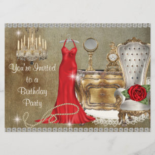 GLAMOUROUS BIRTHDAY PARTY INVITATION KAART