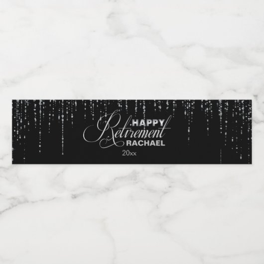 Glamourous Zilver, Pensioenfeest Waterfles Etiket (Enkel label)