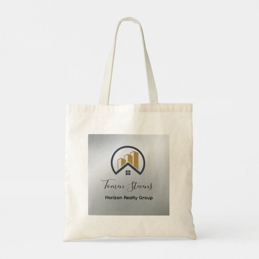 Glamour's Silver | Zwart-wit onroerend goed Tote Bag (Achterkant)