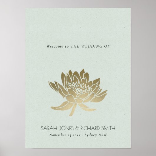 GLAMOURUEUZE BLEKE BLAUWE ZILVEREN LOTUSBLOEMEN BR POSTER (Voorkant)