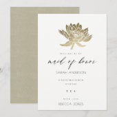 GLAMOURUS GOUDE WITTE LOTUS FLORALE EREJUFFROUW KAART (Voorkant / Achterkant)