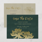 GLAMOURUS GOUDEN GROENE LOTUS B LOEMEN SAVE THE DA AANKONDIGINGSKAART (Voorkant / Achterkant)