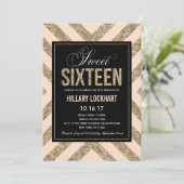 Glamouruze Glans | Uitnodiging voor Sweet Sixteen- (Staand voorkant)