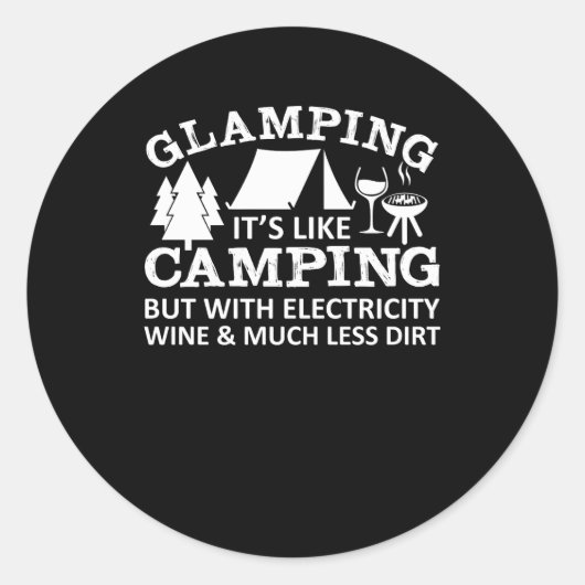Glamping als Camping Electricity Wijn Ronde Sticker (Voorkant)