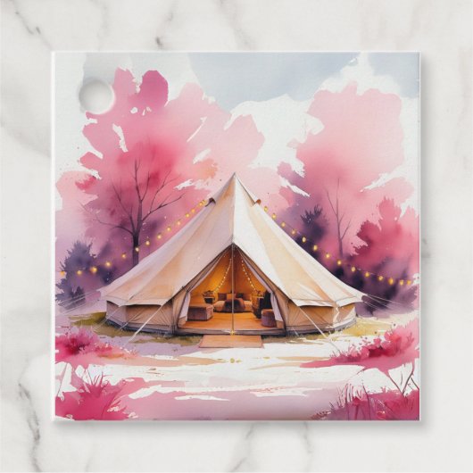 Glamping Bachelorette Weekend Aquarel  Bedankjes Labels (Voorkant)