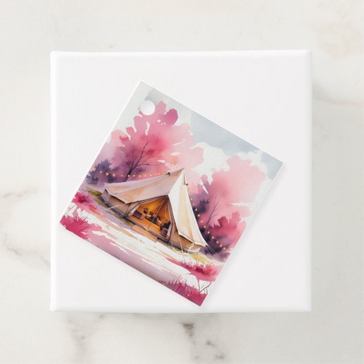 Glamping Bachelorette Weekend Waterverf  Bedankjes Labels (In situ)