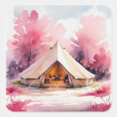 Glamping Bachelorette-weekend waterverf  Vierkante Sticker (Voorkant)