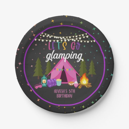 Glamping Birthday Party Bord - Aangepast (Voorkant)