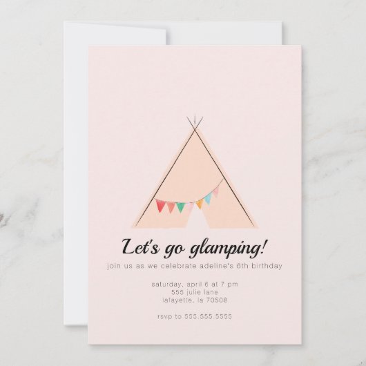 Glamping Birthday Party Invitation (Voorkant)