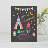 Glamping Birthday Party Invitation / Girls Camping Kaart (Staand voorkant)