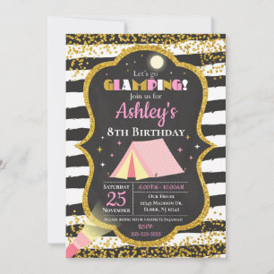 Glamping Birthday Party Invitation / Girls Camping Kaart