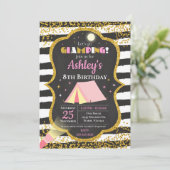 Glamping Birthday Party Invitation / Girls Camping Kaart (Staand voorkant)
