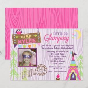 Glamping Birthday Party Invitation Kaart