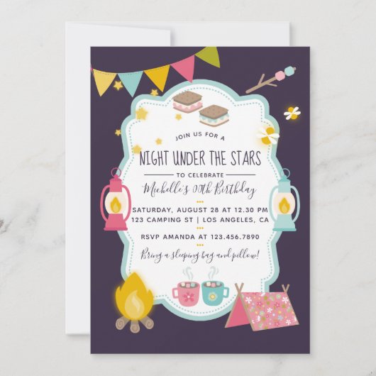 Glamping Birthday Party Invitation Kaart (Voorkant)