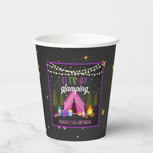 Glamping Birthday Party Paper Cup Papieren Bekers (Voorkant)