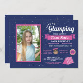 Glamping Camp Photo Sleep over de uitnodiging van  (Voorkant / Achterkant)