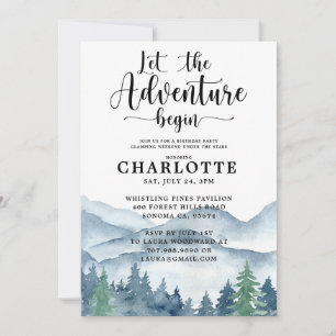 Glamping Camping Birthday Party Invitation Kaart