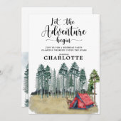 Glamping Camping Birthday Party Invitation Kaart (Voorkant / Achterkant)