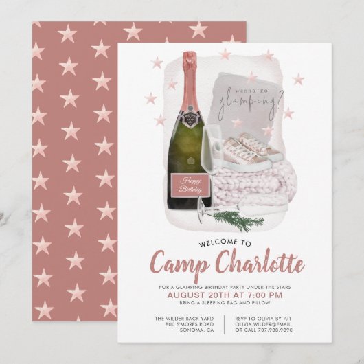 Glamping Camping Feest Onder De Sterren  Kaart (Voorkant / Achterkant)